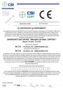 Unsere Zertifikate: CSI EN 179:2008